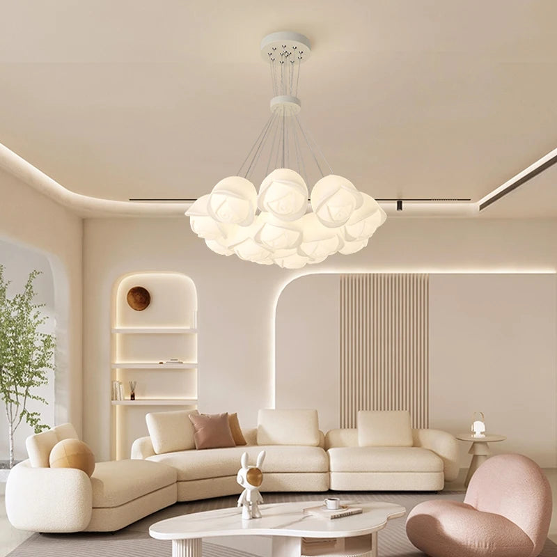 Minimalist LED Rose Pendant Lights - Elegant Interior Lighting for Various Spaces