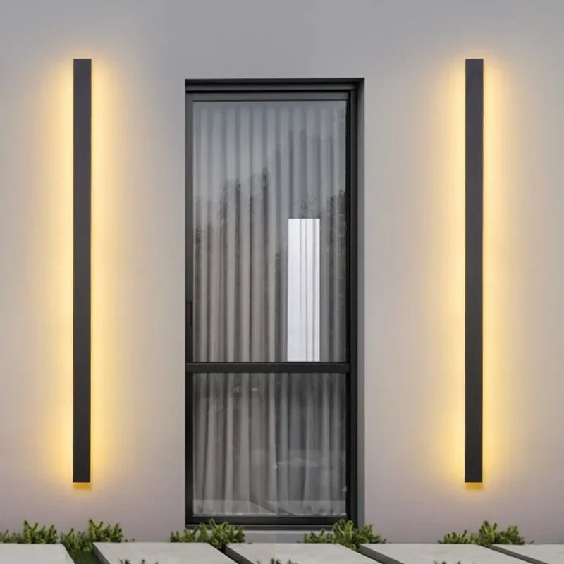 Modern Waterproof Outdoor Long Strip LED Wall Lamp - Motion Sensor Porch Lights for Balcony Garden