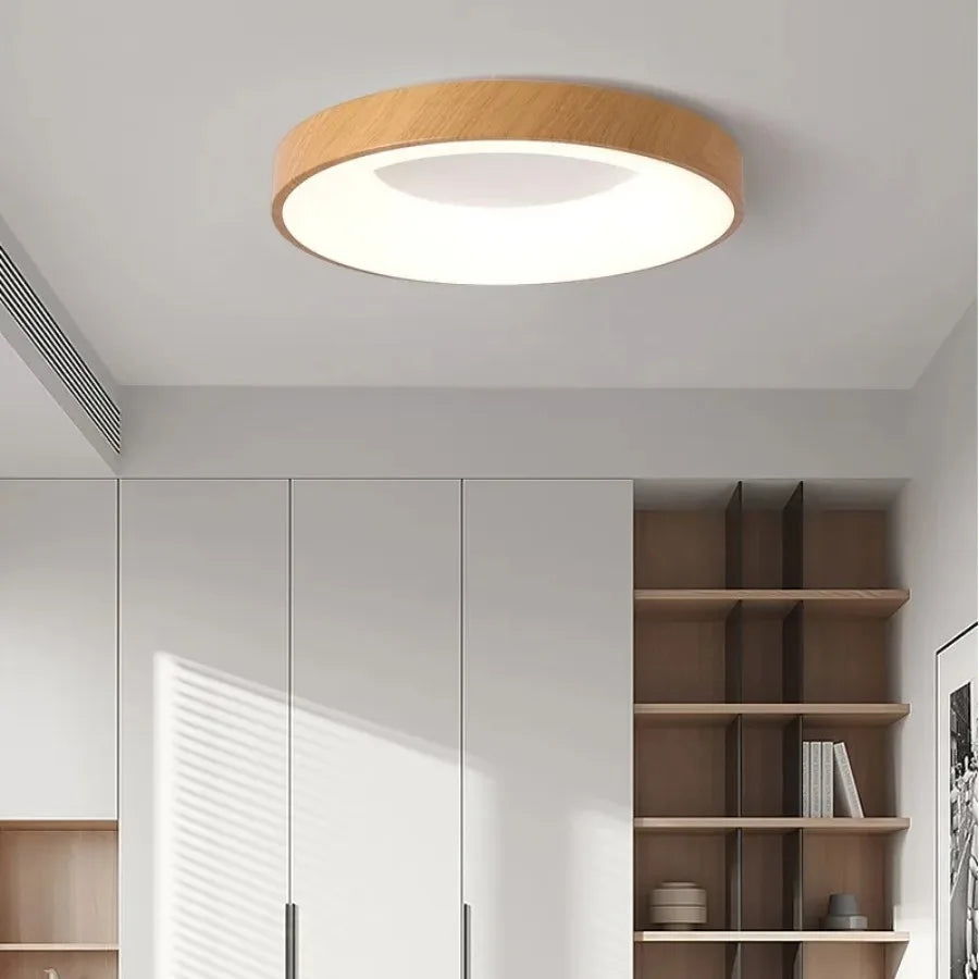 Nordic LED Wood Grain Ceiling Light: Ultra-thin Circular