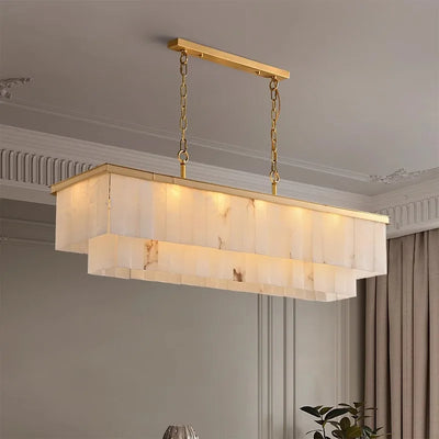 Modern Marble Chandelier - Luxury LED Hanging Lamp with Natural Marble Accents