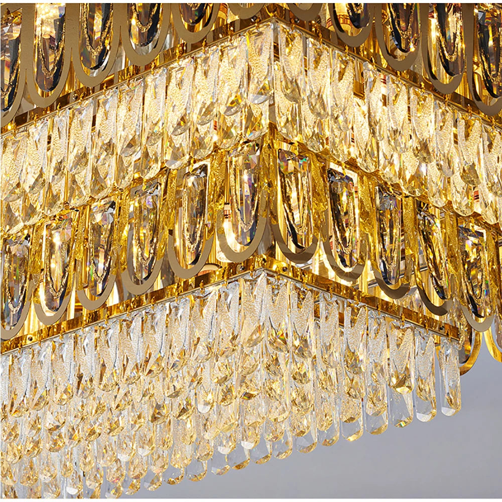 Modern Gold Crystal Ceiling Light - Luxury LED Lustres for Living Room Decor