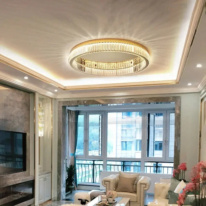 Nordic LED Crystal Circle Ceiling Lamp Chandelier