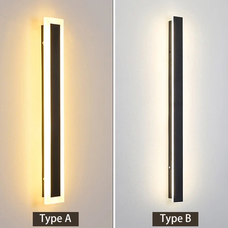 JoollySun LED Wall Lamp: Modern Outdoor Long Strip Sconce