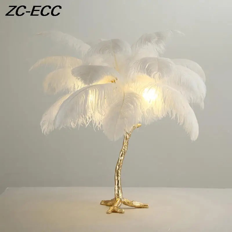 Nordic Luxury Ostrich Feather LED Table Lamp - Feather Floor Light