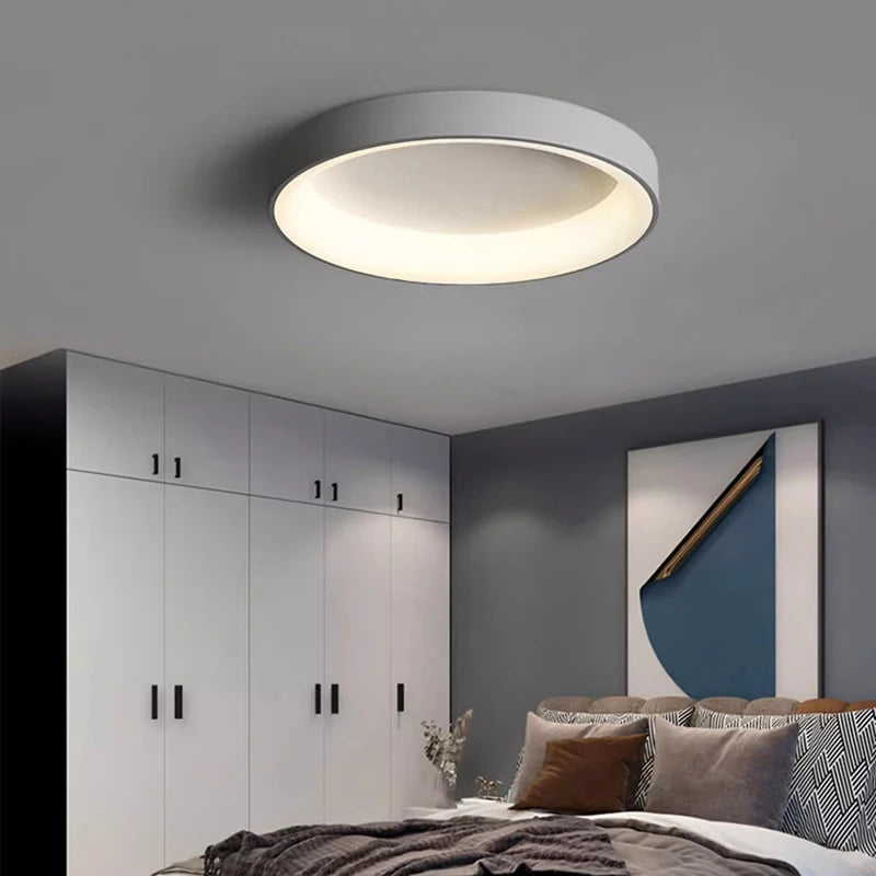 Nordic LED Round Ceiling Lights - Modern Black, White, Gray Home Decor Lamps for Bedroom, Living Room, Study, and Dining Rooms