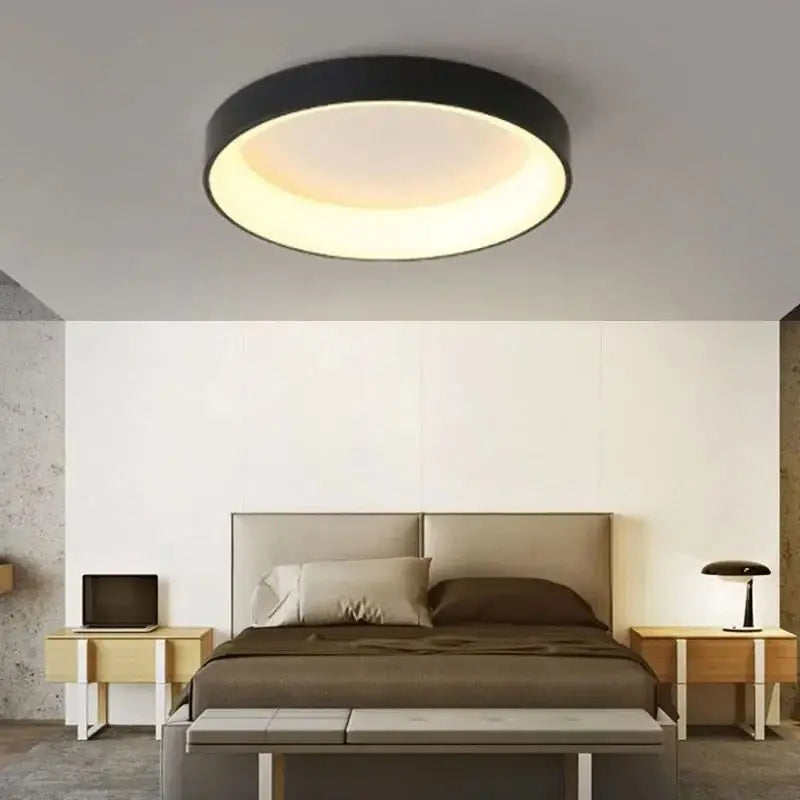 Nordic LED Round Ceiling Lights - Modern Black, White, Gray Home Decor Lamps for Bedroom, Living Room, Study, and Dining Rooms