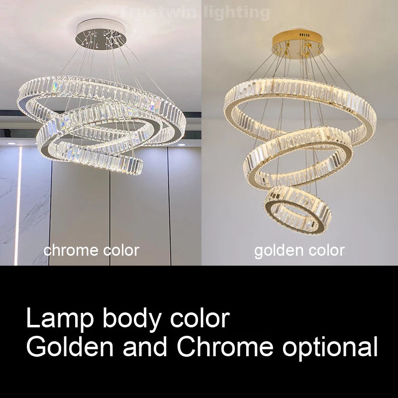 Golden Chrome Round Ring Hanging Light: Modern Elegance Illuminated