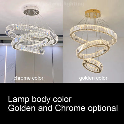 Golden Chrome Round Ring Hanging Light: Modern Elegance Illuminated