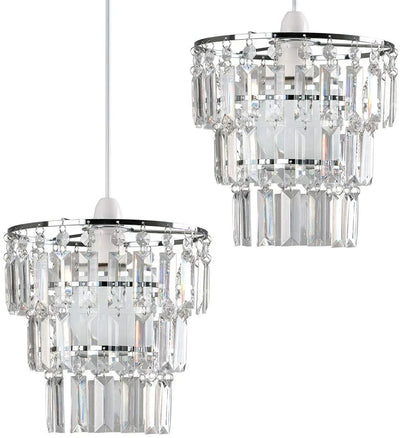 Modern 3-Tier Clear Beaded Chandelier: Elegant Acrylic Droplet Lampshade