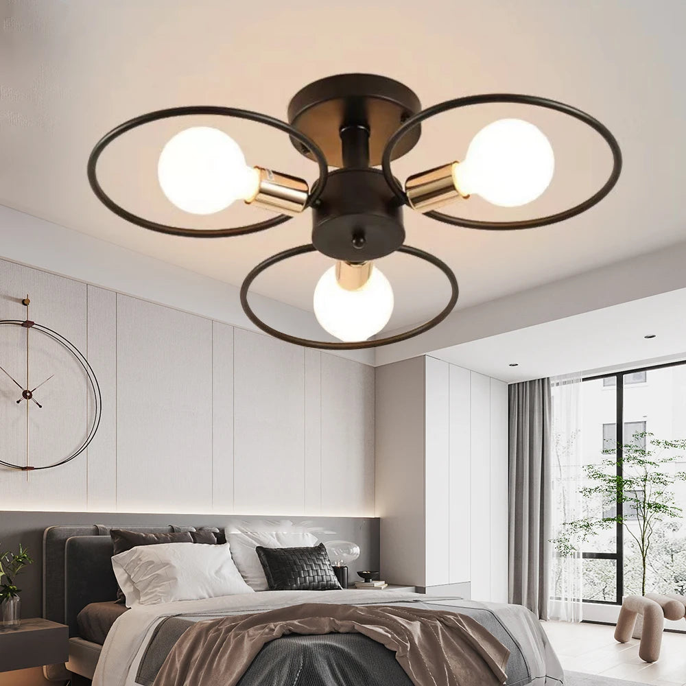 Postmodern Iron Ceiling Lamp - Nordic Creative Design in Black Gold for Bedroom, Study, Living Room