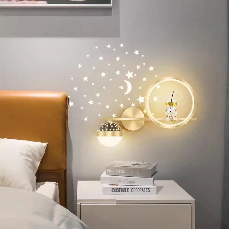 Space Astronaut LED Star Projector Wall Lamp for Children's Bedroom