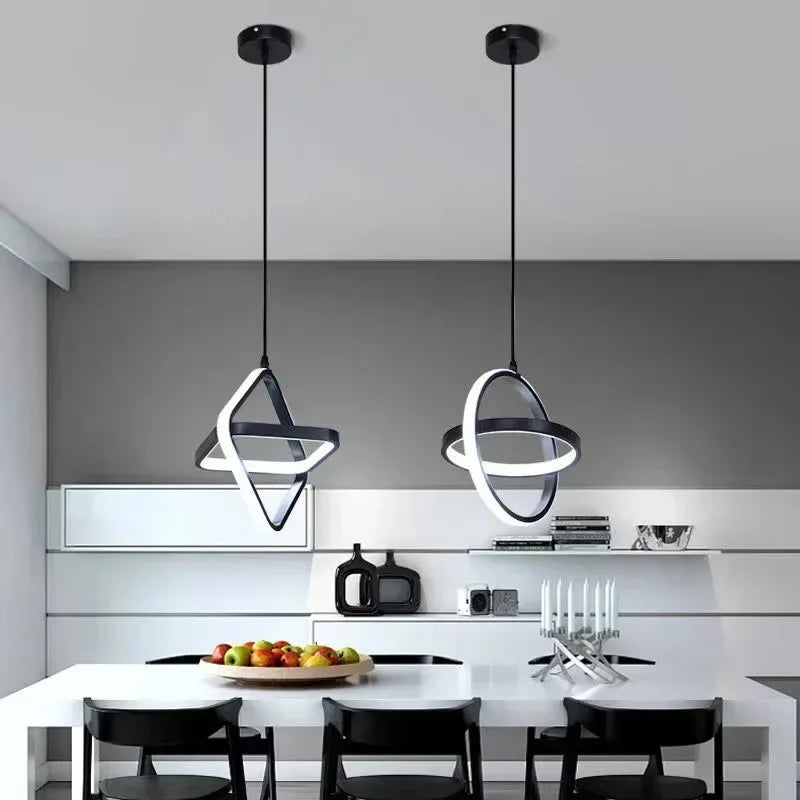 Modern LED Pendant Light | Black Chandelier for Dining Room & Bedroom