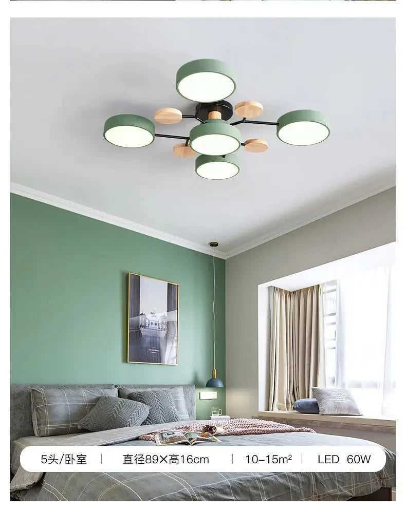 Nordic Living Room Home Macaron Hall Ceiling Lamp - Modern Minimalist Creative Bedroom Log Restaurant Light