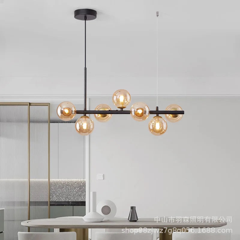 Modern Glass Ball Long Dining Room Chandeliers - Elegant Pendant Lamp for Kitchen, Office, and Home Decor