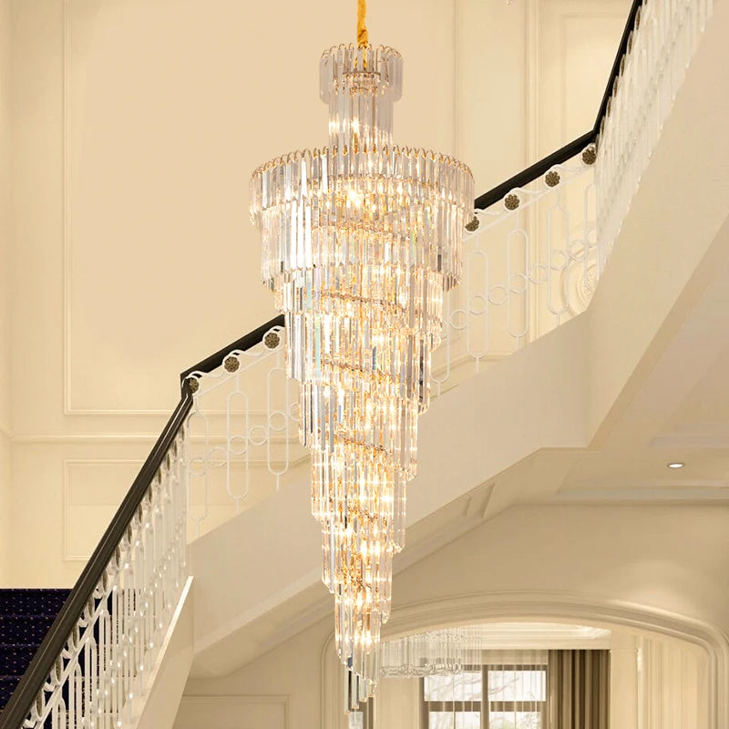 Nordic Luxury Crystal LED Ceiling Chandelier with Gold Finish for Home Decor Lighting