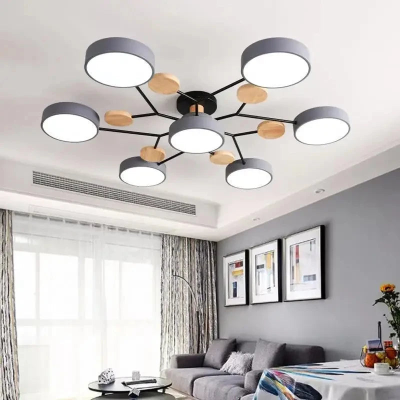 Nordic Living Room Home Macaron Hall Ceiling Lamp - Modern Minimalist Creative Bedroom Log Restaurant Light