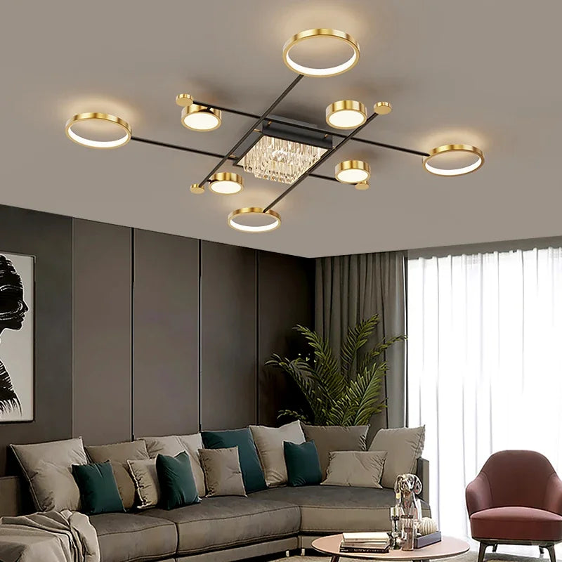 Modern Nordic Square Crystal Chandelier - Creative Living Room and Bedroom Lighting Fixture