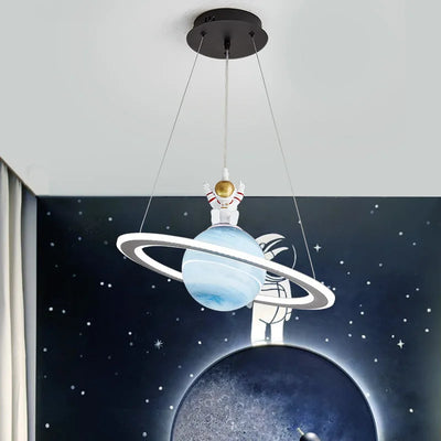 Planet Spaceman Pendant Lights - Whimsical LED Hanging Lamp for Children's Bedroom and Interior Decor