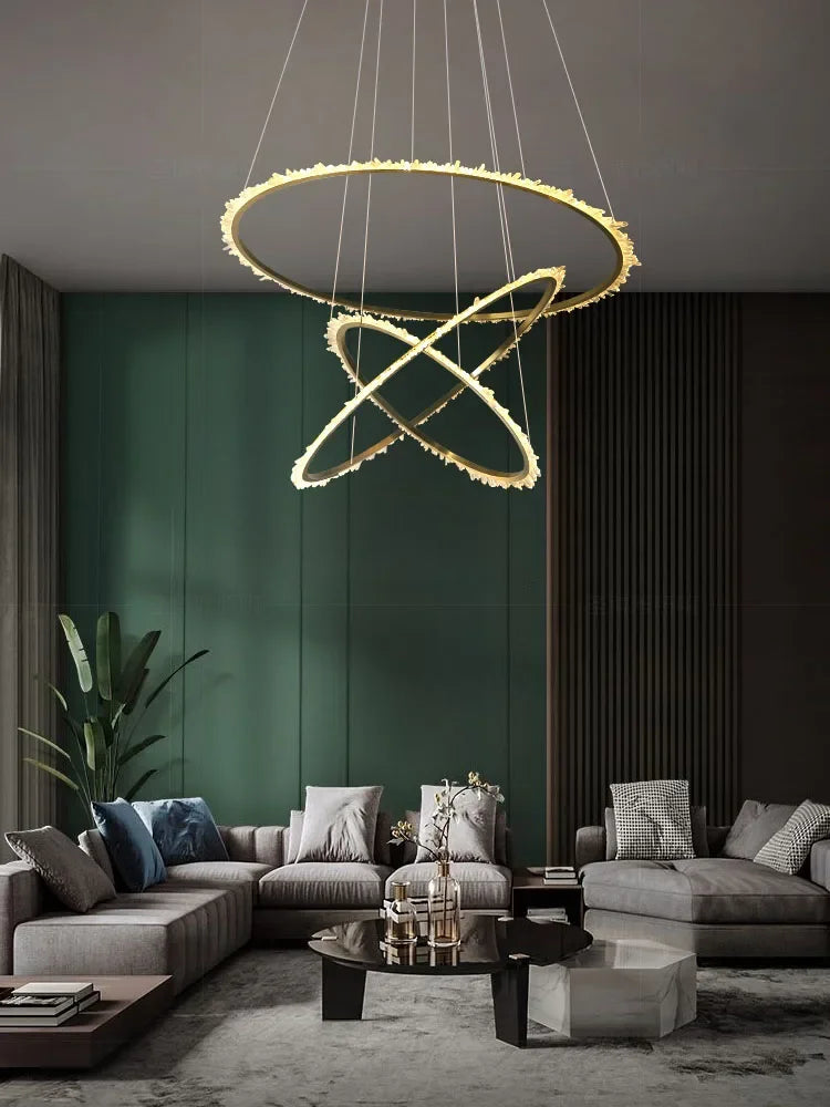 Modern Crystal LED Chandelier - Luxury Indoor Hanging Lamps for Duplex Building