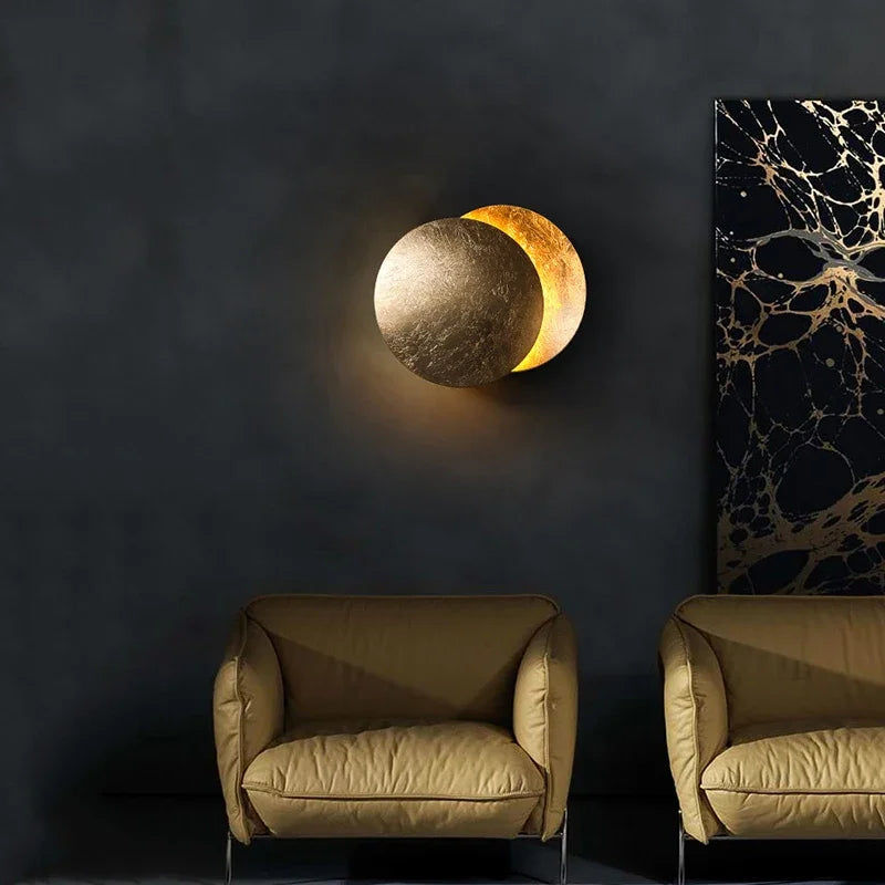 Modern Round Wall Lamp - Eclipse Bedroom Wall Lighting for Aisle, Living Room