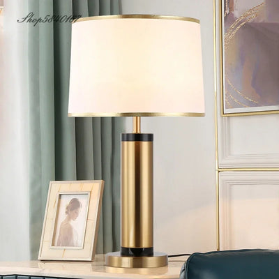 Modern Copper Table Lamp - Sleek Minimalism for Bedroom and Living Room Decor