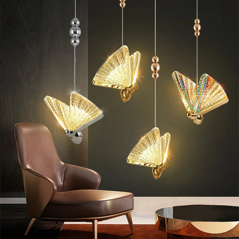 Butterfly LED Pendant Light: Elegant Nordic Hanging Lamp for Living Spaces