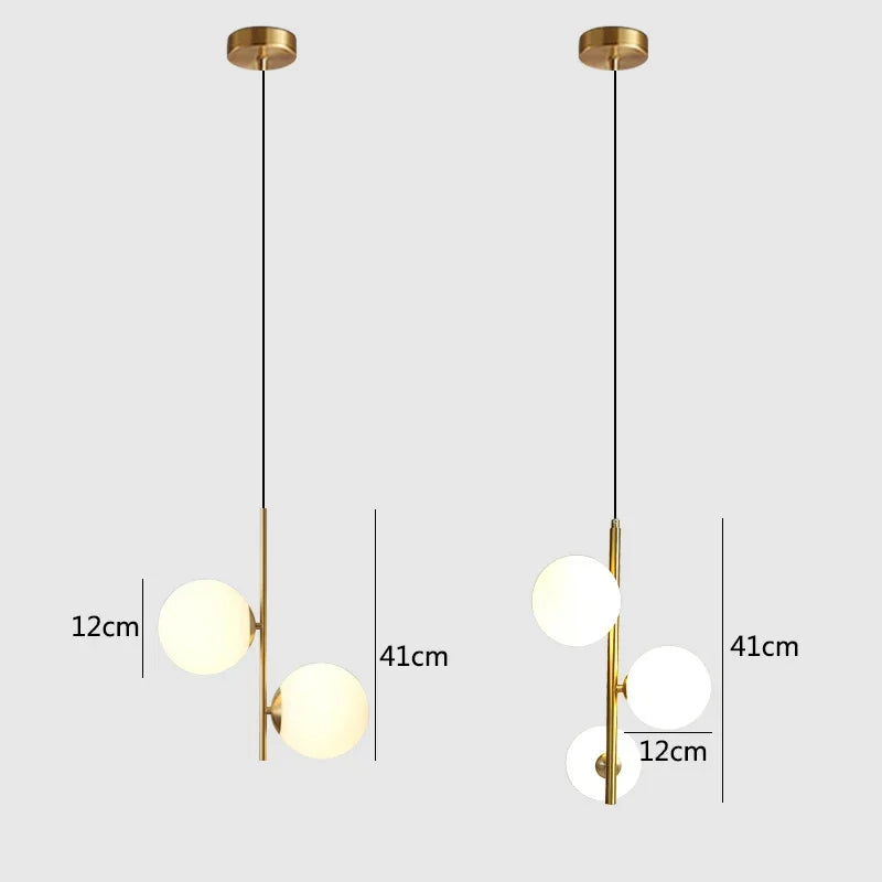 Nordic Glass Ball LED Pendant Lights Modern Living Room Dining Decor Lights Fixture Brass Black Bedroom Hanging Lamp