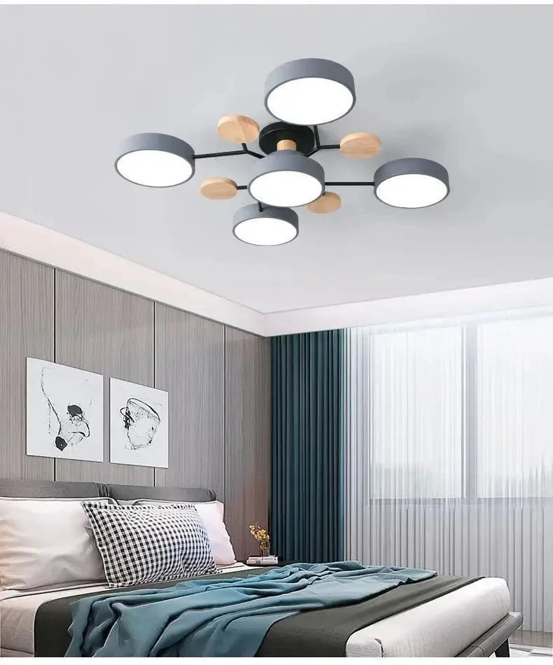 Nordic Living Room Home Macaron Hall Ceiling Lamp - Modern Minimalist Creative Bedroom Log Restaurant Light