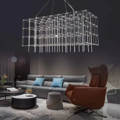 Starry Sky Cube Pendant Chandelier - Contemporary Illumination for Living Spaces and Hospitality Venues