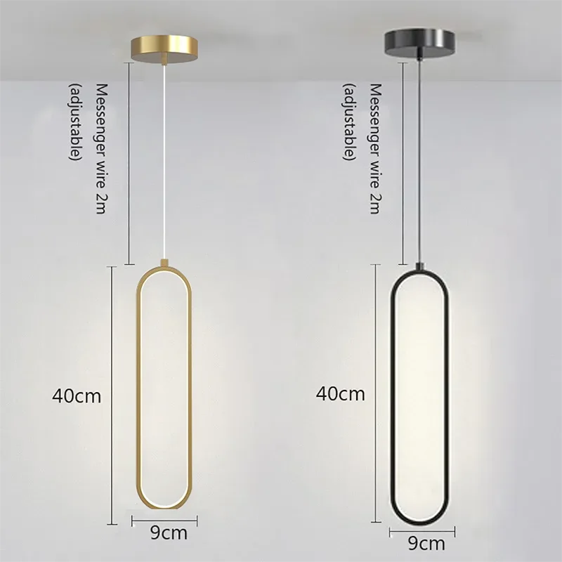 Modern Minimalist LED Iron Pendant Light - Black/Gold