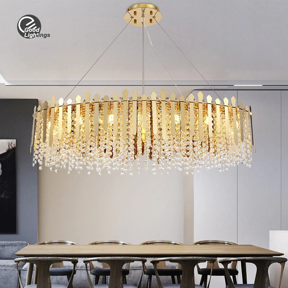 Designer Chandelier Modern Living Room Luxury Crystal Gold Pendant Lights