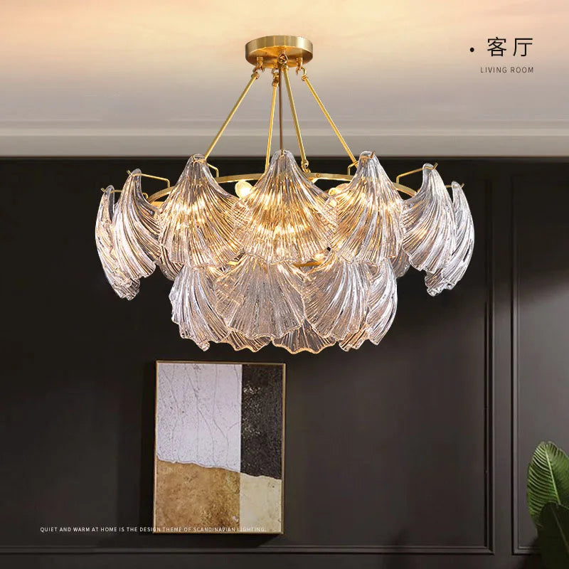 Luxury Modern Crystal Shell Chandelier for Dining Room Bedroom Living Room Ceiling Lamp