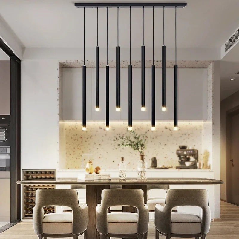 Modern Linear LED Pendant Light - Matte Black Finish