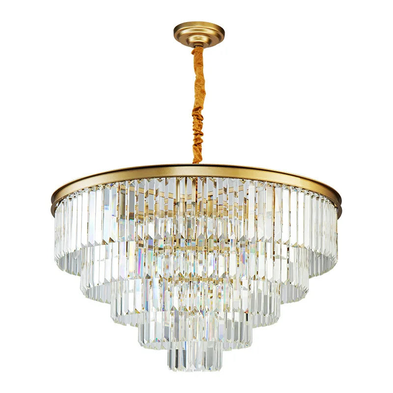 Modern Round Multi-Storey Crystal LED Chandelier - Illuminate Your Space with Contemporary Opulence