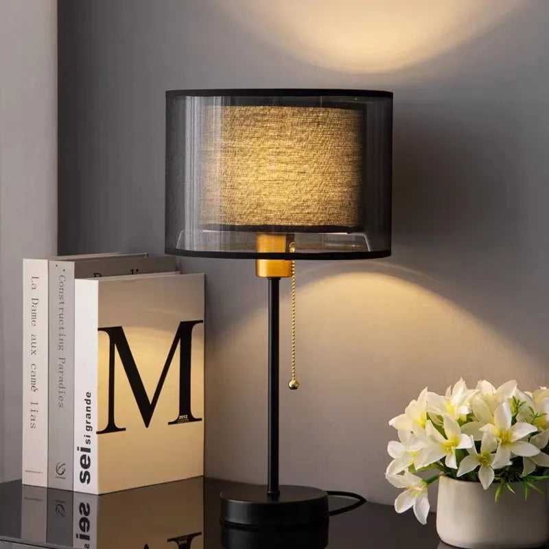 American Table Lamp - Nordic Modern Luxury Gold & Black Decor for Living Room, Bedroom, Office