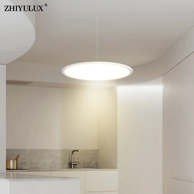 Dimming Round Modern LED Chandelier Lights - Black White Pendant Lamp for Living Dining Room, Bedroom, Bar