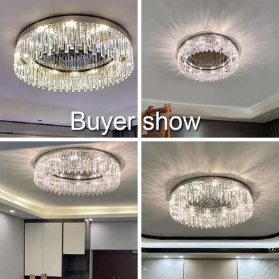 Round Light Luxury Crystal Ceiling Lamp - Modern Minimalist Living Room Decoration, Bedroom, Whole House Indoor Lighting