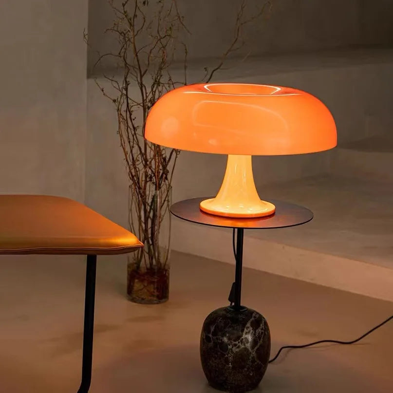 Exquisite Mushroom Table Lamp with 4 LED Bulbs – Modern Orange Design