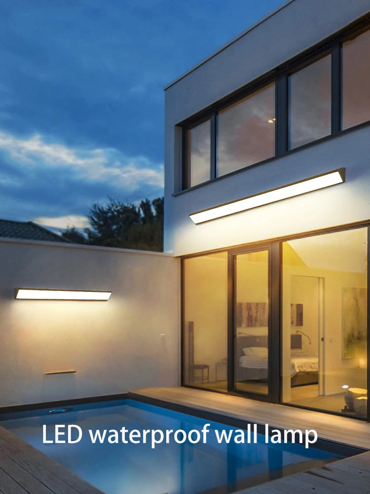 LED Waterproof Wall Lamp - IP65 Outdoor Long Strip Exterior Line Light