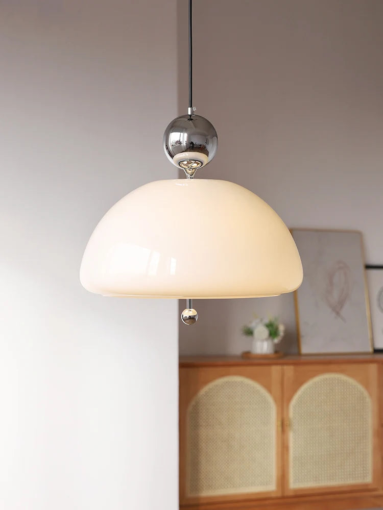 Medieval French Retro Pendant Light: Elegant Cream Glass Design for Modern Spaces