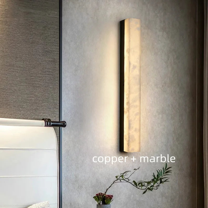 Modern Minimalist Marble Copper Wall Lamp for Elegant Interiors