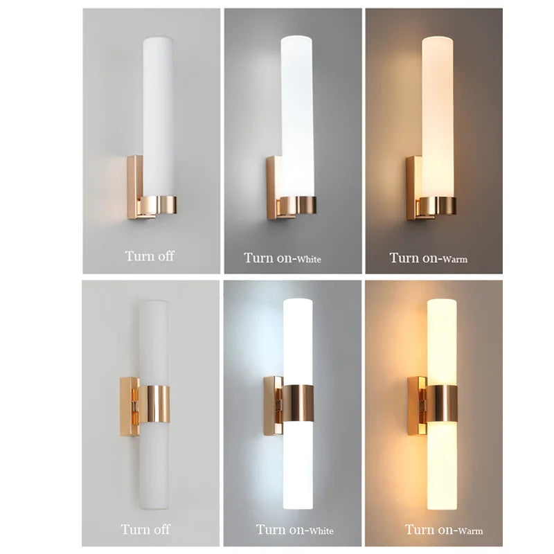 Modern LED Wall Lamp - Stylish Gold Pipe Acrylic Lampshade for Living Room, Corridor, Bedroom