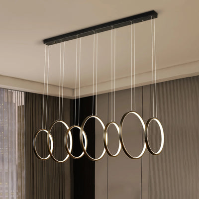 7 Ring Modern Pendant Lamp – LED Geometry Kitchen Island Hanging Ceiling Light Chandelier