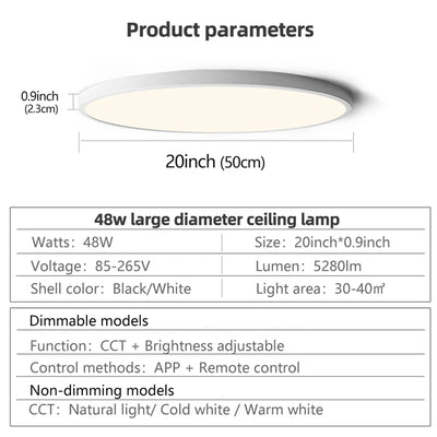 50CM Smart Dimmable Ceiling Lamp with APP/Remote Control