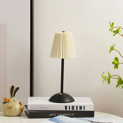 Nordic Pleated Table Lamp - Rechargeable LED Bedside & Reading Lamp with Dimmable Touch Control for Bedroom & Living Room