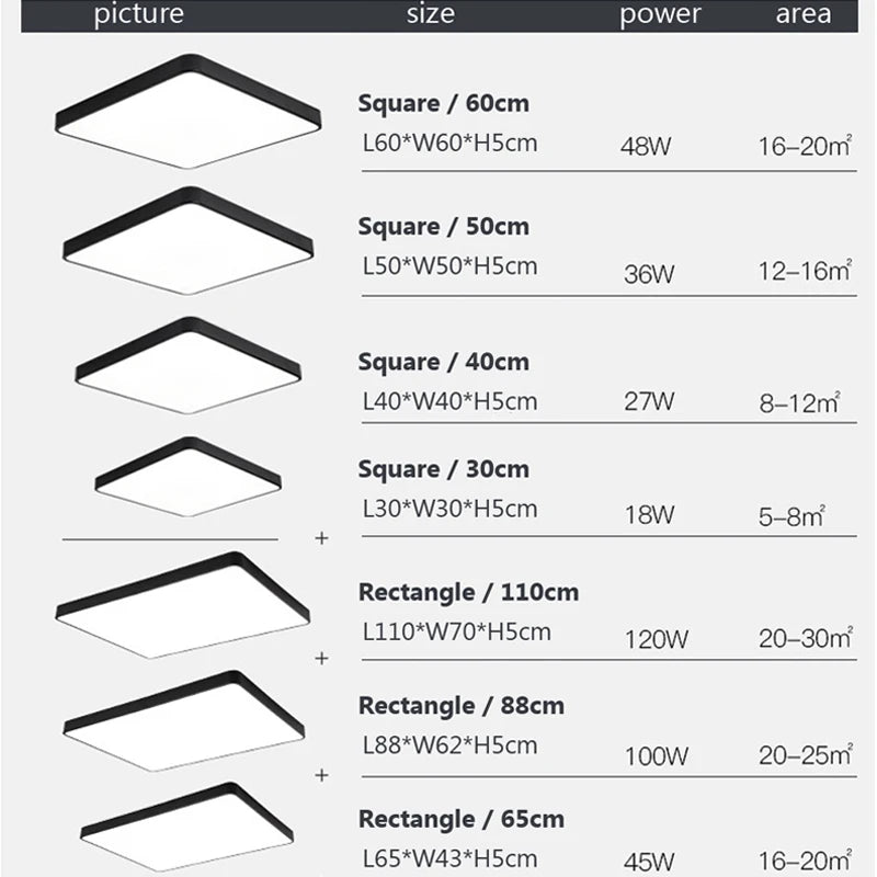 Modern LED Ceiling Light: Minimalist Square Design