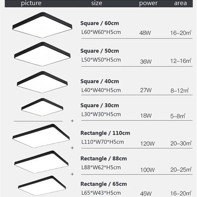 Modern LED Ceiling Light: Minimalist Square Design