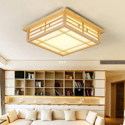 Japanese Style LED Wooden Ceiling Lamp - Warm and Inviting Illumination for Bedroom and Living Room