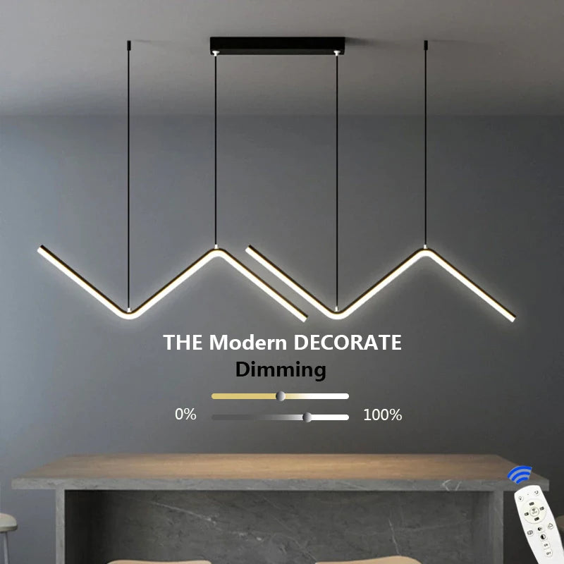 Modern LED Pendant Light – Gold/Black Long Line Pendant for Restaurant, Study, Kitchen, Office, Home Decoration