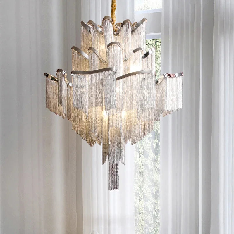 Post-modern Led Tassel Chandelier: Elevate Your Space with Creative Luxury